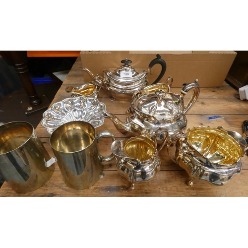 106 - Collection of epns to include two tea sets, tankards etc