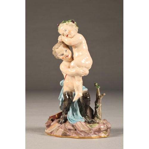 57 - 19th Century German Meissen figure of fauns, height 19cm