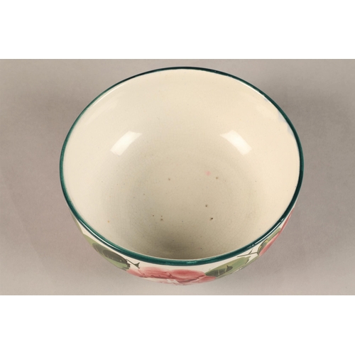 45 - Wemyss pottery bowl, decorated with hand painted cabbage roses signed in green to base and incised W... 