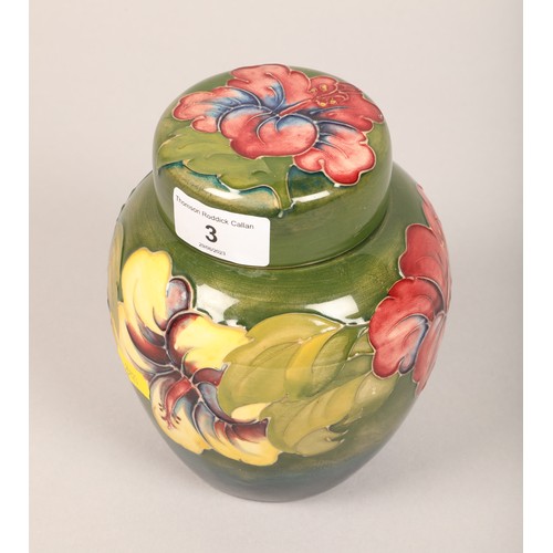 3 - Moorcroft green hibiscus jar15.5 cm high