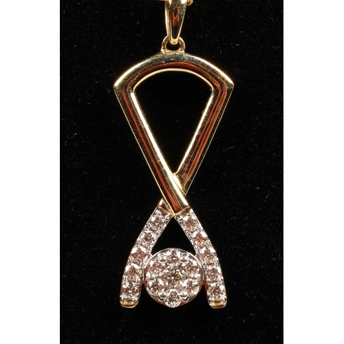 57 - 9ct gold Diamond set pendant on 9ct gold chain5.6 grams