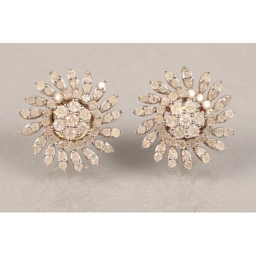 65 - Pair 10ct gold Diamond set earrings