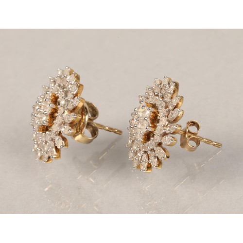 65 - Pair 10ct gold Diamond set earrings