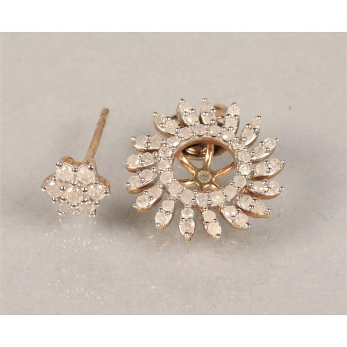 65 - Pair 10ct gold Diamond set earrings