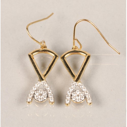 67 - 9ct gold Diamond set pair earrings