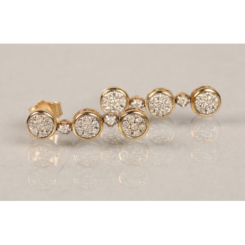 80 - Pair 9ct gold diamond set drop earrings