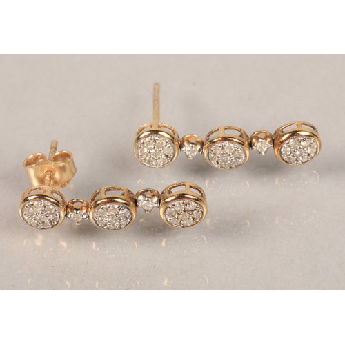 80 - Pair 9ct gold diamond set drop earrings