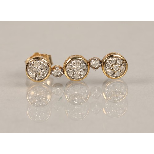 80 - Pair 9ct gold diamond set drop earrings