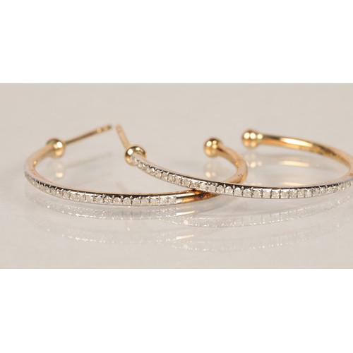 81 - 9ct gold Diamond set hoop earrings