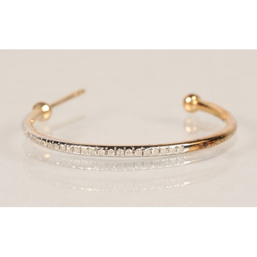 81 - 9ct gold Diamond set hoop earrings