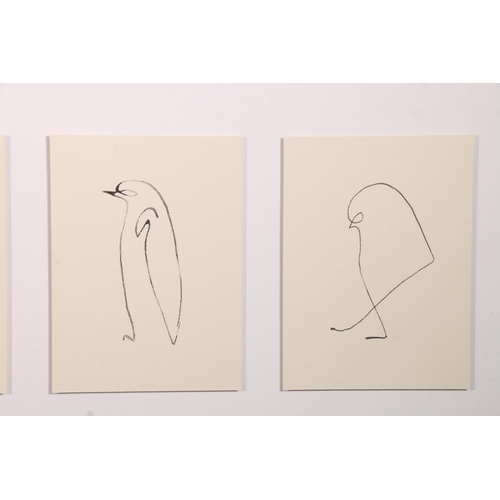 419 - PICASSO, 'Flamingo, Penguin, Sausage Dog, Chick, Horse', five prints of animals framed as one, frame... 