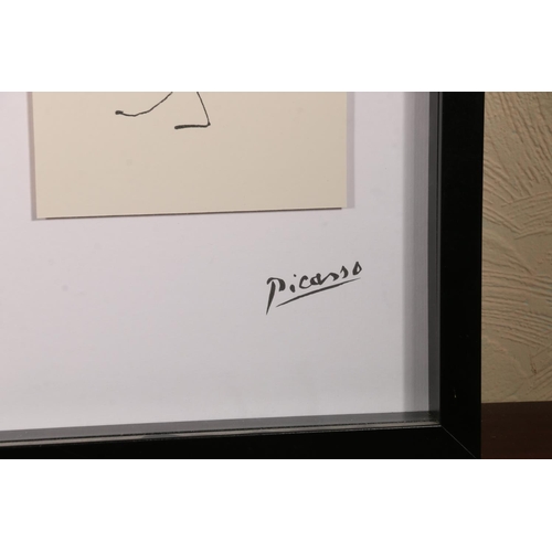 419 - PICASSO, 'Flamingo, Penguin, Sausage Dog, Chick, Horse', five prints of animals framed as one, frame... 