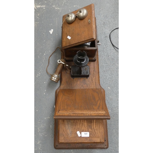 141 - Large antique wall mounted telephone.