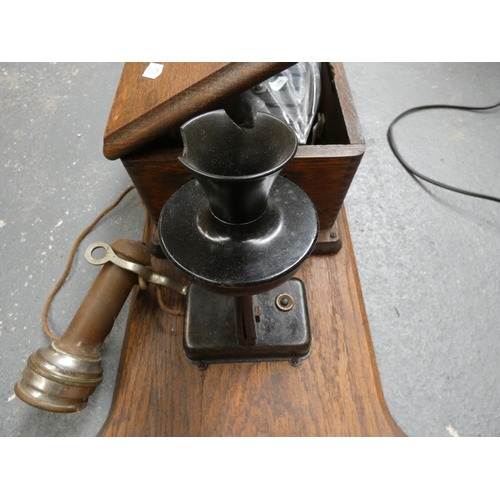 141 - Large antique wall mounted telephone.