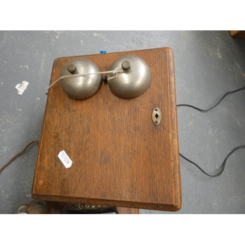 141 - Large antique wall mounted telephone.