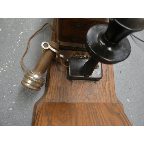 141 - Large antique wall mounted telephone.