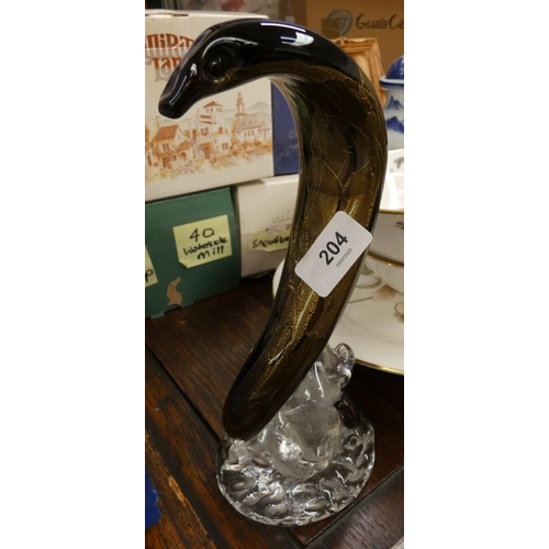 204 - Tweedsmuir glass model of a Cobra.  22cm, paper label to base