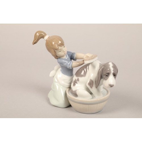 19 - Three Lladro figurines, including puppy being bathed (3)