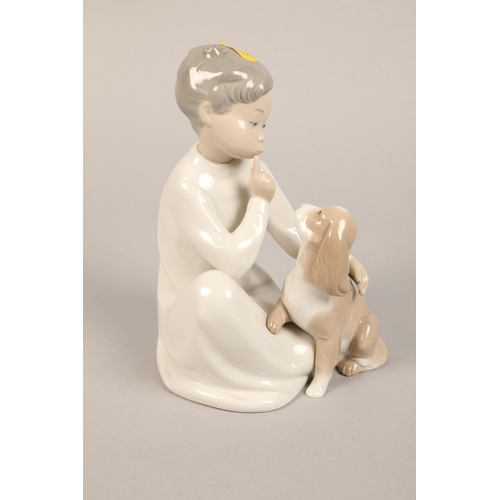 19 - Three Lladro figurines, including puppy being bathed (3)