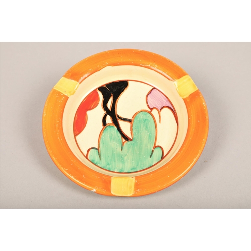 21 - Clarice Cliff  Bizarre pattern ash tray 12cm(chipped)