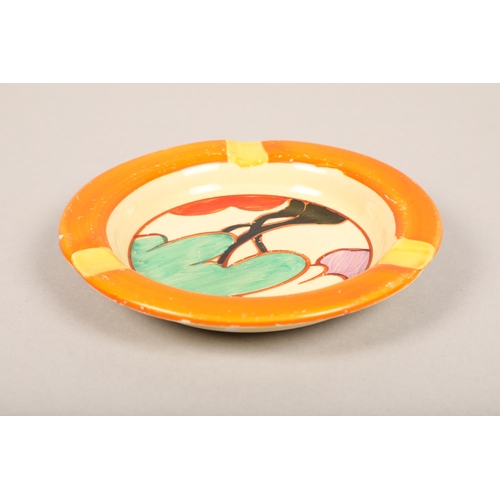 21 - Clarice Cliff  Bizarre pattern ash tray 12cm(chipped)