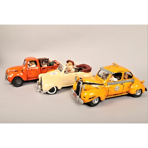 Three decorative Guillermo Forchino character cars, Taxi no.00573