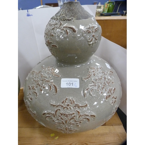 101 - Double gourd studio pottery vase and a baluster-shaped studio pottery vase.&nbsp; (2)