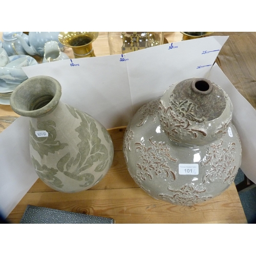 101 - Double gourd studio pottery vase and a baluster-shaped studio pottery vase.&nbsp; (2)