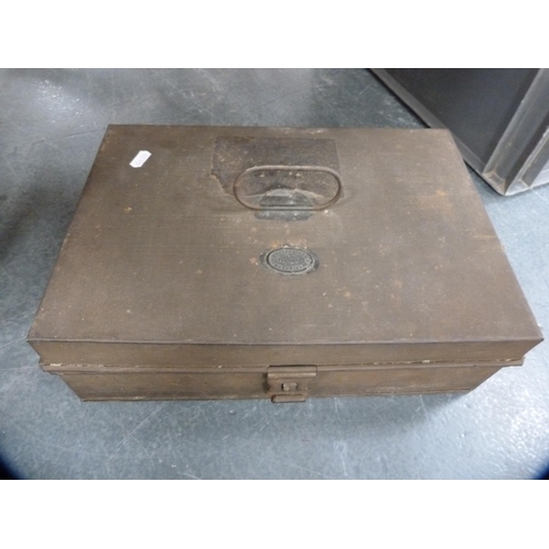 117 - Two Victorian writing slopes (a/f) and a metal deed-style box.&nbsp; (3)