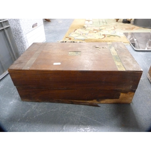 117 - Two Victorian writing slopes (a/f) and a metal deed-style box.&nbsp; (3)