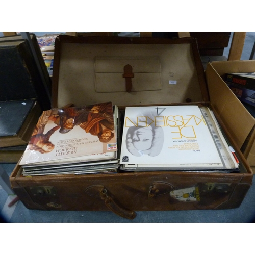 119 - Vintage suitcase containing assorted classical and other vinyl LPs.