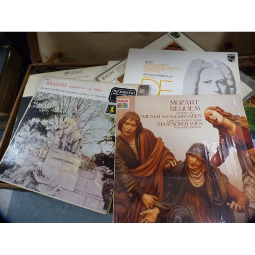 119 - Vintage suitcase containing assorted classical and other vinyl LPs.