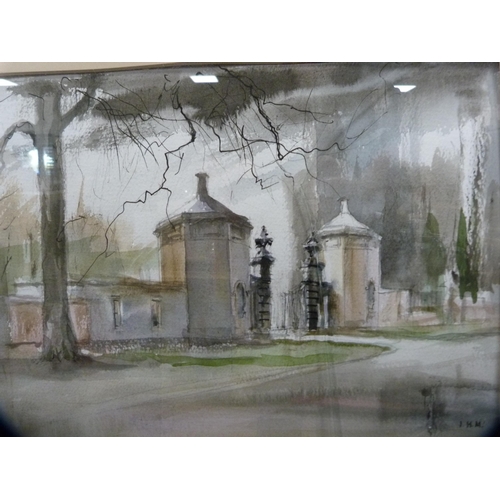 38 - Ian H Marshall (British, 1933 - 2016)Gates near PangbourneSigned with initials IHM, watercolour, 23.... 