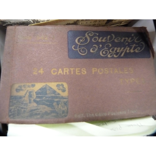 9 - Collection of interesting antique postcards and photographs contained in two shallow boxes to includ... 