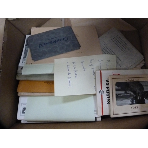 9 - Collection of interesting antique postcards and photographs contained in two shallow boxes to includ... 