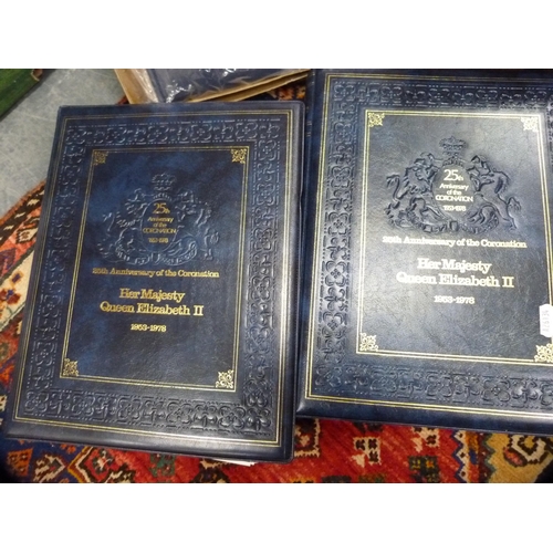 95 - Carton containing folders of stamps to include Queen Elizabeth II 25th Anniversary, Commonwealth, Si... 