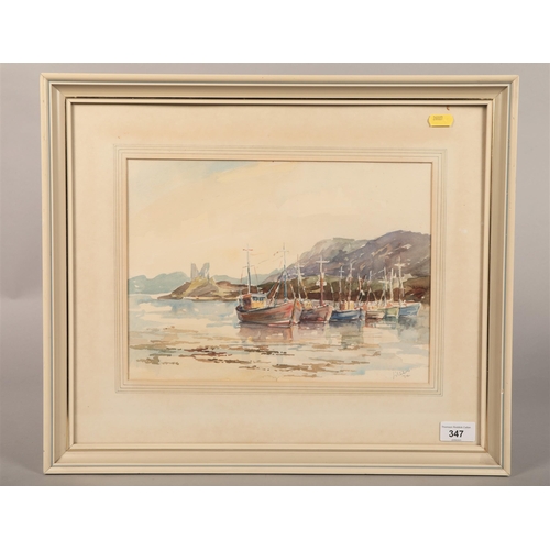 347 - J Filson, ' Kyleakin' Fishing boats, watercolour on paper, signed and dated '74, 24 H  x 33 W c... 