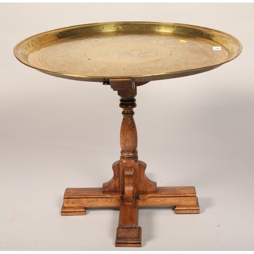 547 - Hammered Islamic brass style tray table