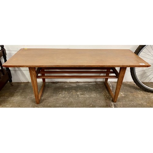 544 - Teak mid century coffee table with shelf