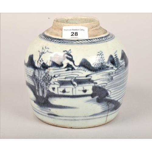 28 - 19th Century blue and white oriental ginger jar