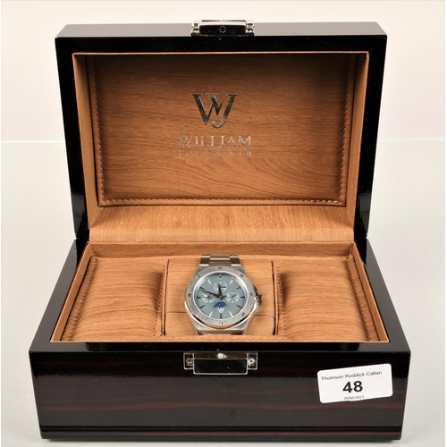 48 - Gents stainless steel William Jourdain chronograph wrist watch with moon dialModel number 316Lwith b... 