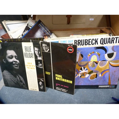 119 - Vintage suitcase containing assorted classical and other vinyl LPs.