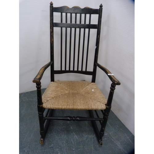 518 - Spindle-back rocking chair, Chippendale-style dining chair and another chair.  (3)