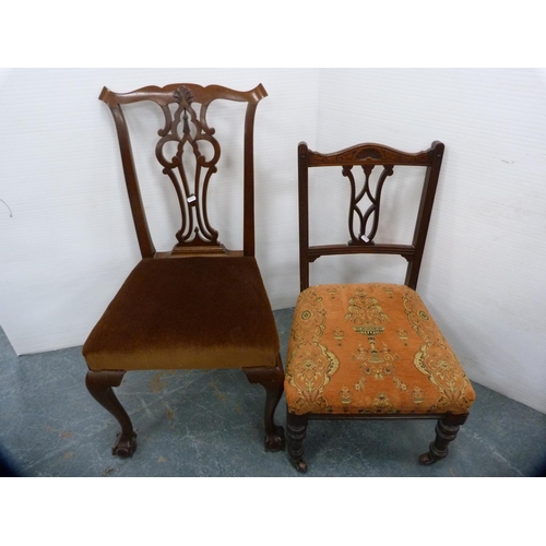 518 - Spindle-back rocking chair, Chippendale-style dining chair and another chair.  (3)