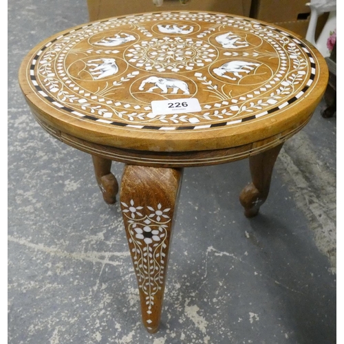 226 - Small inlaid elephant foot stool.