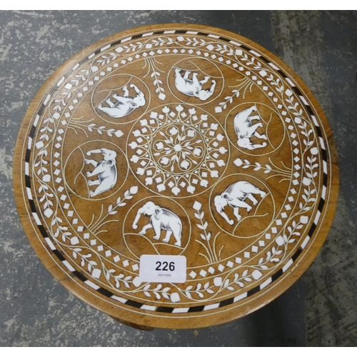 226 - Small inlaid elephant foot stool.