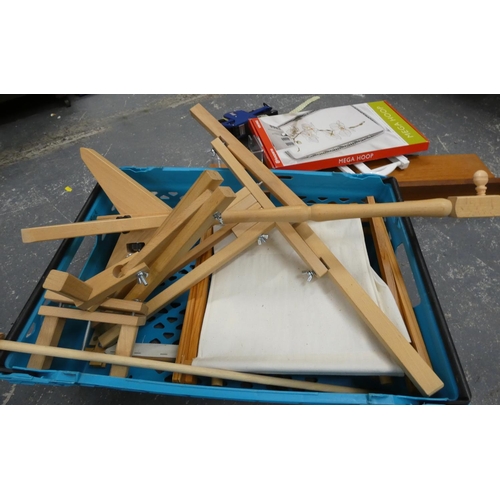 243 - Large box of craft frames for wool work etc.