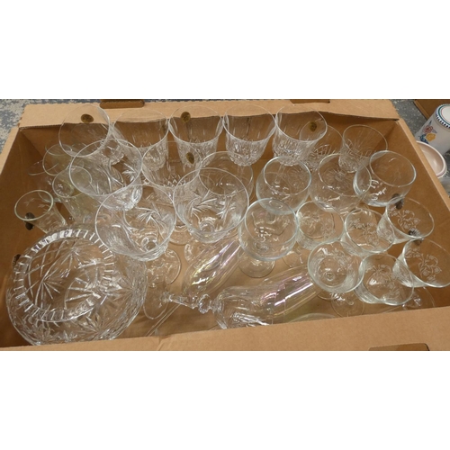 244 - Large box of various glassware.