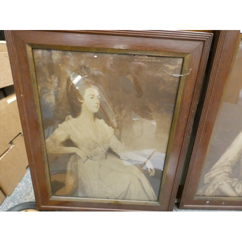 267 - Two oak framed sepia prints including Maria Clavering married to 7th Lord of Napier and Lady Henriet... 