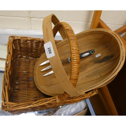 286 - Wicker basket and a trug. (2).